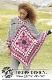 Desert Star Poncho By DROPS Design - Free Crochet Pattern - (garnstudio) Gilet Crochet, Crochet Poncho Free Pattern, Crochet Cape, Crochet Jacket, Love Crochet, Crochet Granny, Crochet Scarves, Crochet Shawl, Crochet Sweater