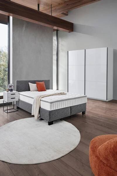 POSTEL BOXSPRING, 160/200 cm, platinová - černá/platinová, Design, textil/plast (160/200cm) - Hom`in