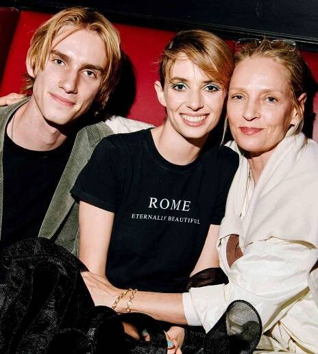 Levon Hawke, Maya Hawke and Uma Thurman at the New York premiere of "Asteroid City" held at Alice Tully Hall on June 13, 2023 in New York City.