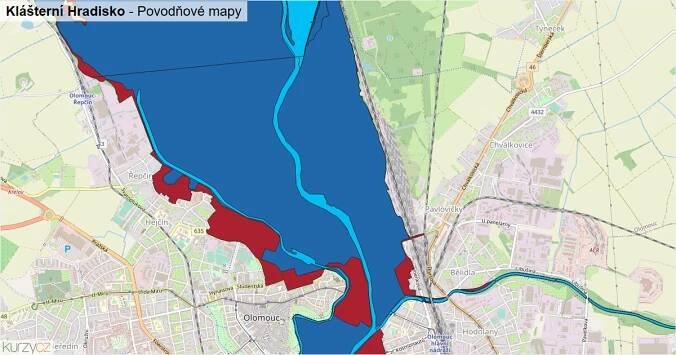 Povodňová mapa Klášterní Hradisko