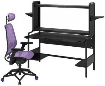 FREDDE / STYRSPEL herní stůl a židle, černá/nachová - IKEA