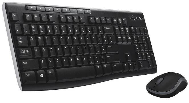 Logitech set MK270/ Bezdrátová klávesnice + myš/ 2.4GHz/ USB přijímač/ CZ/ černý