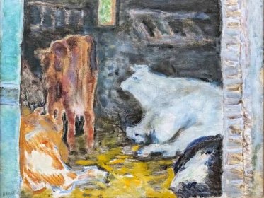 Obrazová reprodukce The Cows in the Barn (Vintage Farm Animals Painting) - Pierre Bonnard