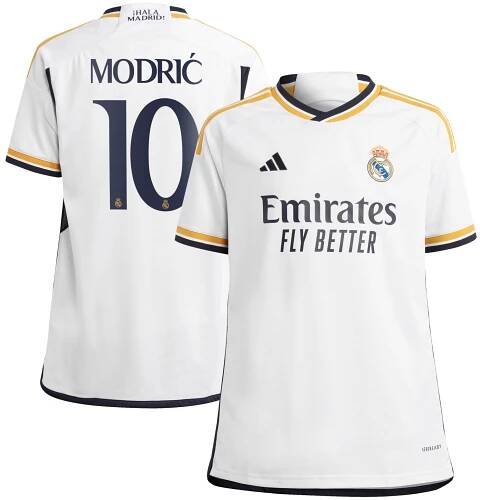 Real Madrid adidas Home Shirt 2023-24 - Kids with Modric 10 printing
