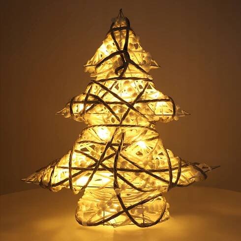 Bílý stříbrný umělý vánoční stromek svítící figurka LED vánoční ozdoba 40 cm EAN (GTIN) 5905627036614