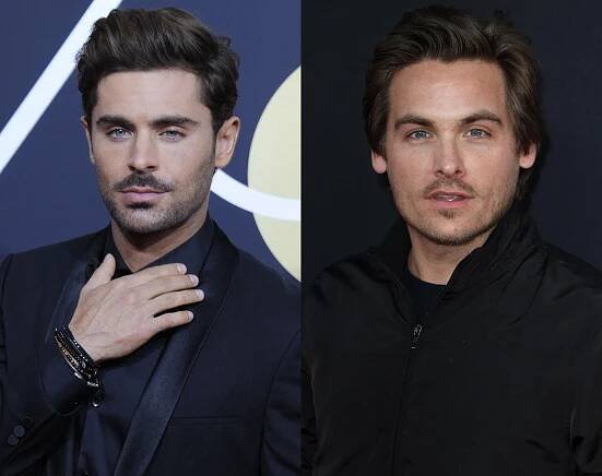 A photo collage of Zac Efron and Kevin Zegers