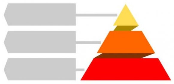 tvar pyramidy ze tří vrstev pro prezentaci podnikatelských nápadů nebo disparity a statistických dat - trojhranná kost stock ilustrace
