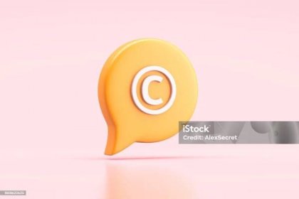 Řečová bublina se symbolem autorských práv - Bez autorských poplatků Abstraktní umění Stock fotka