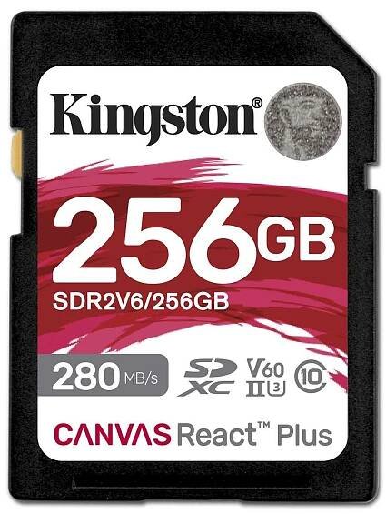 KINGSTON Paměťová karta SD 256GB React Plus 280/150/MB/s U3 V60