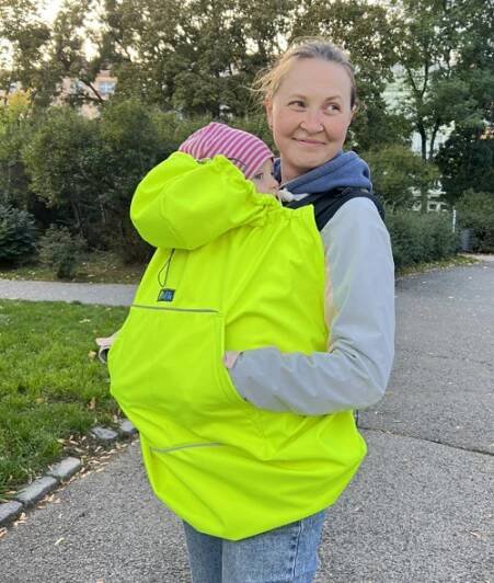 Vsadka do bundy žlutá Softshellová kapsa na nosítko CELOROČNÍ
