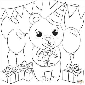 Medvědi narozeniny omalovánka | Omalovánky k Vytisknutí Zdarma