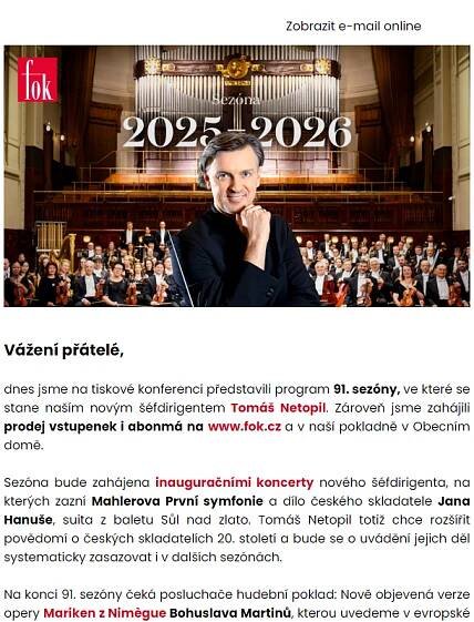 Prodej vstupenek na 91. sezónu FOK zahájen