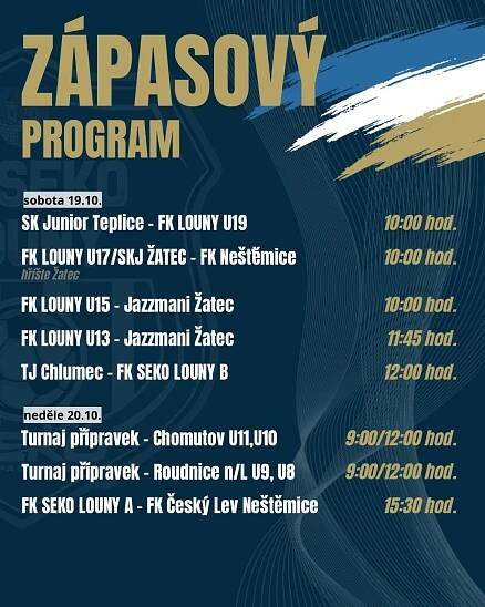 ZÁPASOVÝ PROGRAM 19.-20.10.2024 | FK Louny – Fotbalový klub Louny