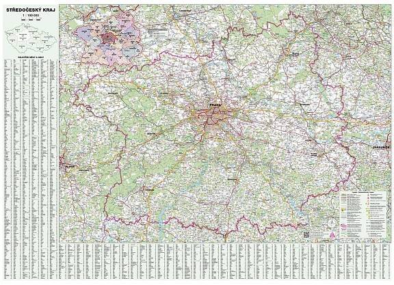 Nástěnná mapa Středočeský kraj (PF) 113 x 81 cm