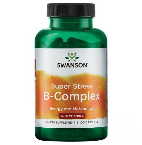 Swanson Super Stress B-komplex s vitamínem C, 100 kapslí