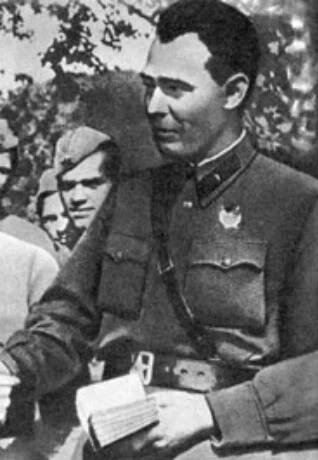 Leonid Brezhnev as political commissar in the Soviet Army (1942).