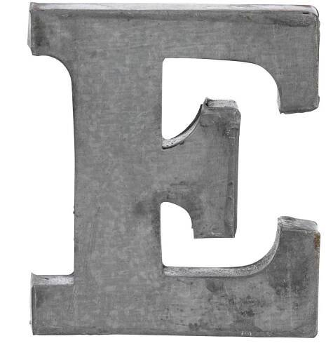 Plechové písmeno E, 6 cm
