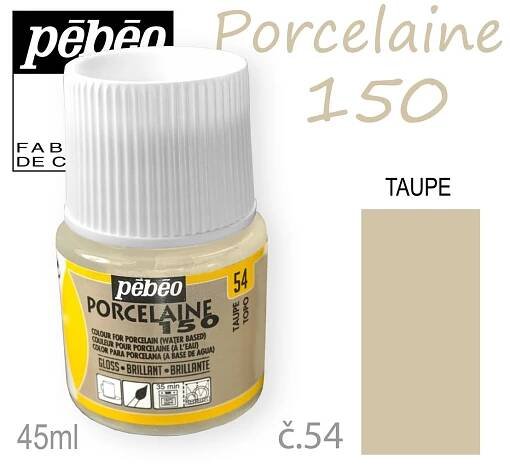 Barva na porcelán vypalovací Pébeo Porcelaine 150. Odstín č.54 Taupe. Balení 45 ml.