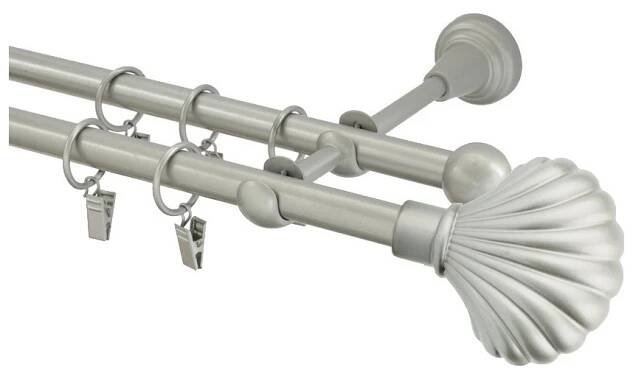 Garnýž Garnýž kovová 110 cm dvouřadá - dvojitá 16 mušle matná stříbrná
