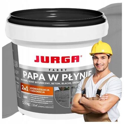 tekutá lepenka Jurga Barva Vodotěsná na Střechu Plot Plech Beton Šedá 1,5kg