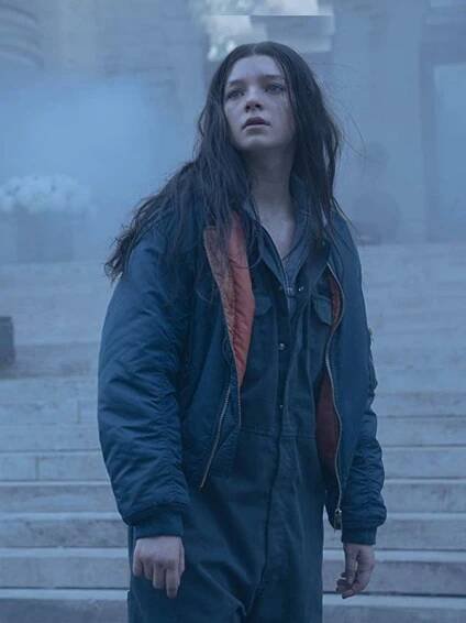 Esme Creed Miles Hanna Blue Bomber Jacket
