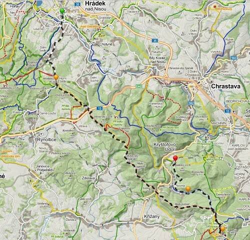 Turistická trasa: Hrádek nad Nisou – Ještěd