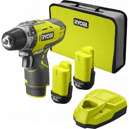 RYOBI AKU VRTAČKA 12V 2x2Ah AKUMULÁTOR TAŠKA R12DD-220S