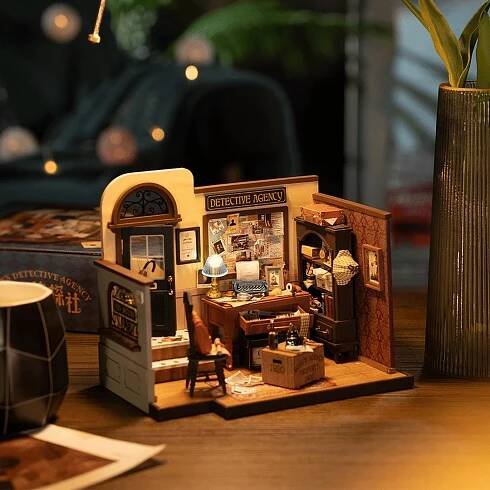Robotime DIY Miniaturní stavebnice do domečku pro panenky se světlem DIY Model mini domu ze dřeva - Obrázek 56 z 91