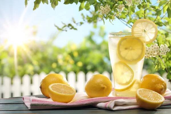 Citrus lemonade in garden setting