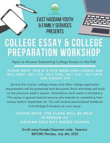 Free College Essay Workshop – East Haddam Youth & Family Services, Inc.