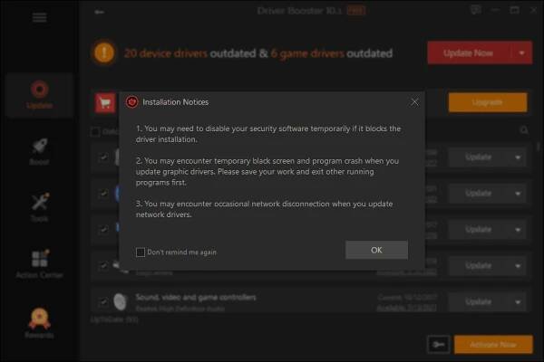 IObit Driver Booster notice