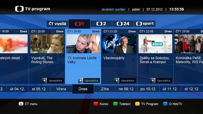 Česká televize spouští novou generaci TV programu s upoutávkami. Nabídne ho v rámci HbbTV