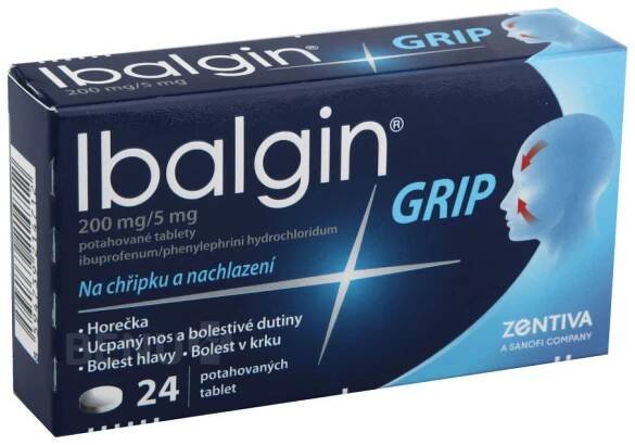 Ibalgin – IBALGIN GRIP 200MG/5MG potahované tablety 24