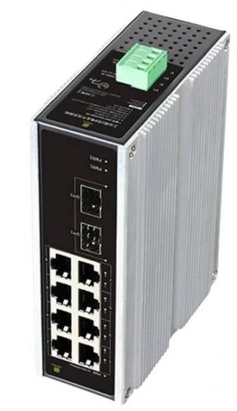 Conexpro GNT-IG1210GF-DC, Průmyslový switch na DIN lištu, 8x LAN, 2x SFP