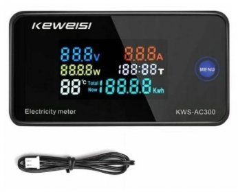 Wattmetr a měřič spotřeby elektrické energie KWS-AC300 20A