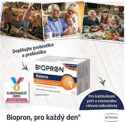 Biopron Balance probiotika a prebiotika pro každodenní péči o střevní mikrobiotu 60+20 tobolek