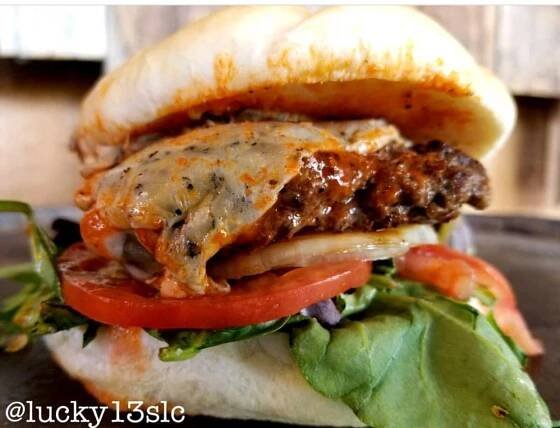 The Buffalo Style Bison Burger – Lucky 13 Bar & Grill