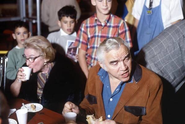 BONANZA, Lorne Greene (front right), behind the scenes, 1967, 1959-1973. 