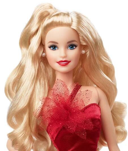 Mattel Barbie Vánoční panenka blondýnka HBY03