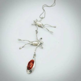DŮVĚRA" andělský náhrdelník s perlami a korálem :: Atelier Iveta Hlobilová