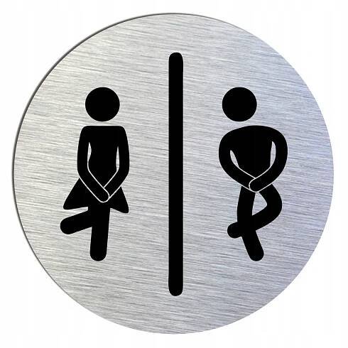 Stříbrná kulatá cedulka WC pár 10 cm