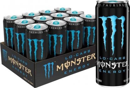 Monster Energy, Lo-Carb Monster, Low Carb Energy Drink pack of 12