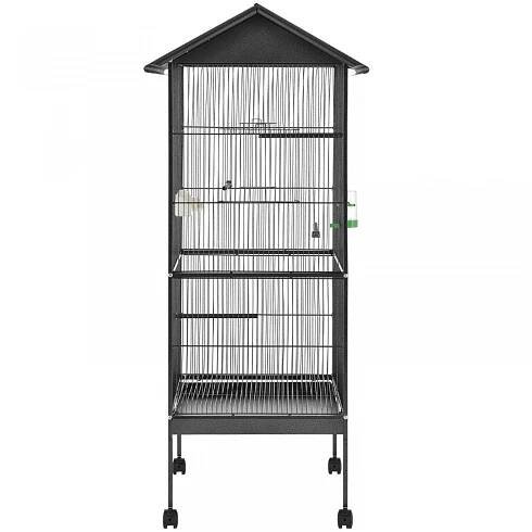 Kovová ptačí voliéra s kolečky 66 x 66 x 155 cm | Goleto.cz