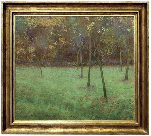 Antonín Hudeček: V zahradě (Krajina z Okoře), olej, plátno, 78,5 x 90,5 cm, 1899 1 950 000 Kč (foto: archiv aukčních síní)