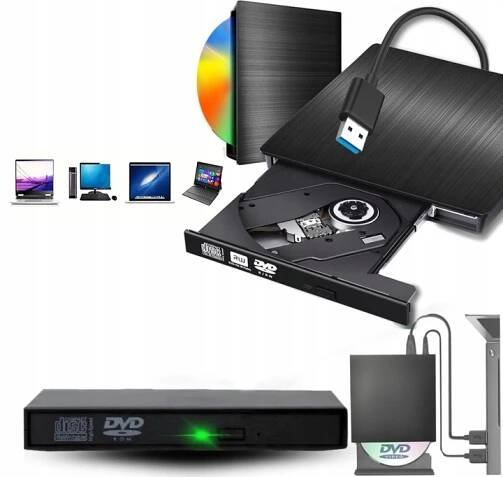 Externí DVD mechanika CD napájená externím DVD diskem