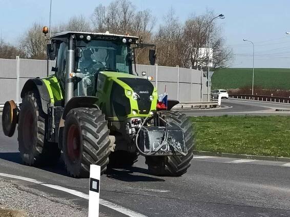 Protestující zemědělci v Havlíčkově Brodě