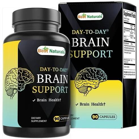 Best Naturals Day-to-Day Brain Support Supplement with Ginkgo Biloba, DMAE, Bacopa, Green Coffee, Phosphotidyl Serene, Alpha GPC, Huperzine A, Folate, B6, & B12 90 Veg Capsules