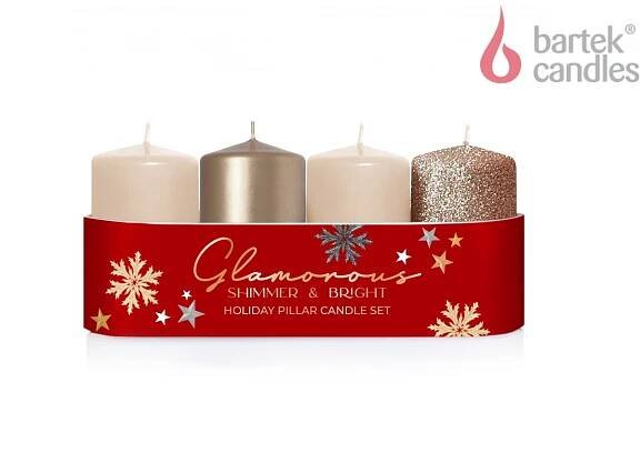 Svíčka Glamorous advent válec 40x70mm, sada/4ks - Cappuccino MIX