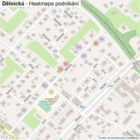 Mapa Dělnická - Firmy v ulici.