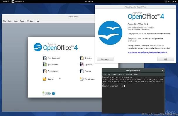 Apache OpenOffice 4.1.1 on Fedora 22